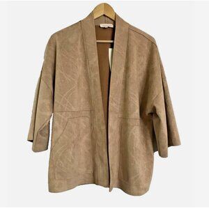 SOLITAIRE Tan Jacket NWT Medium Faux Suede Open Front
